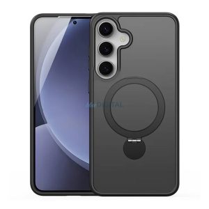 DUX DUCIS YIND szilikon telefonvédő (ütésállóság, kameravédő, matt, MagSafe, kitámasztó) FEKETE Samsung Galaxy S25 Plus (SM-S936)