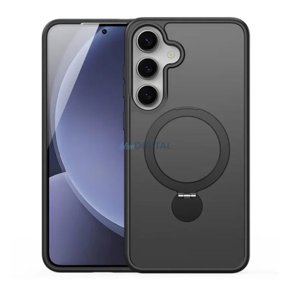 DUX DUCIS YIND szilikon telefonvédő (ütésállóság, kameravédő, matt, MagSafe, kitámasztó) FEKETE Samsung Galaxy S25 Plus (SM-S936)
