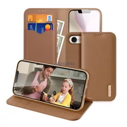   DUX DUCIS HIVO tok álló, valódi bőr (FLIP, oldalra nyíló, asztali tartó, kártyazseb, RFID) BARNA Apple iPhone 16e