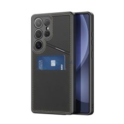   DUX DUCIS RAFI II MAG szilikon telefonvédő (kitámasztó, kártyazseb, RFID, MagSafe) FEKETE Samsung Galaxy S25 Ultra (SM-S938)