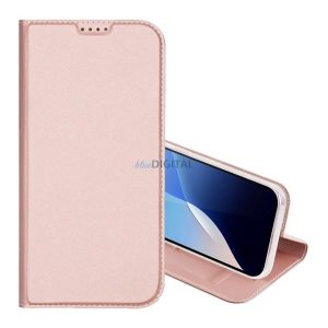 DUX DUCIS SKIN PRO tok álló, bőr hatású (FLIP, oldalra nyíló, kártyazseb, asztali tartó) RÓZSASZÍN Apple iPhone 16e