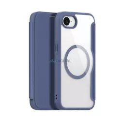   DUX DUCIS SKIN X PRO tok álló, bőr hatású (FLIP, oldalra nyíló, RFID, MagSafe) SÖTÉTKÉK Apple iPhone 16e