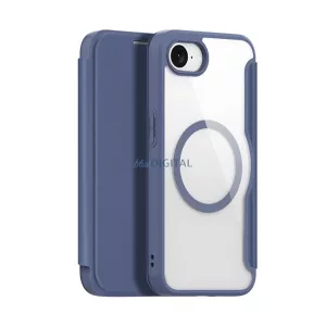 DUX DUCIS SKIN X PRO tok álló, bőr hatású (FLIP, oldalra nyíló, RFID, MagSafe) SÖTÉTKÉK Apple iPhone 16e