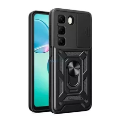   Defender szilikon telefonvédő (ütésállóság, tartógyűrű, kameravédő) FEKETE Infinix Hot 50 4G (X6882)