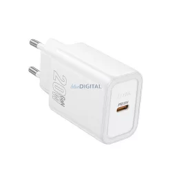   HOCO N60 hálózati töltő Type-C aljzat (20W, PD gyorstöltő 3.0) FEHÉR