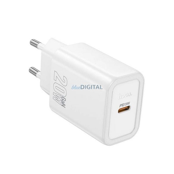 HOCO N60 hálózati töltő Type-C aljzat (20W, PD gyorstöltő 3.0) FEHÉR