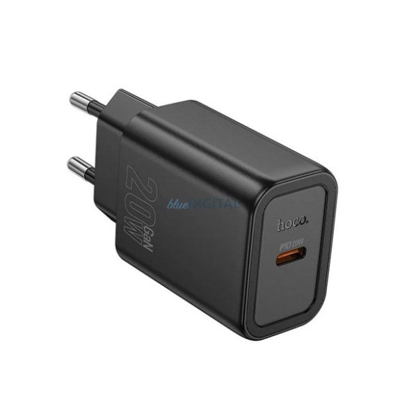 HOCO N60 hálózati töltő Type-C aljzat (20W, PD gyorstöltő 3.0) FEKETE