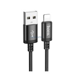   HOCO X89 adatkábel (USB - lightning, 2.4A, gyorstöltő, 200cm, cipőfűző) FEKETE