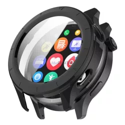   Műanyag keret (BUMPER, ütésállóság + kijelzővédő üveg) FEKETE Xiaomi Watch S4