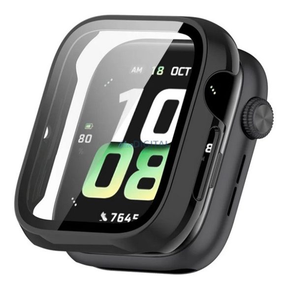Műanyag keret (BUMPER, ütésállóság + kijelzővédő üveg) FEKETE Honor Watch 5