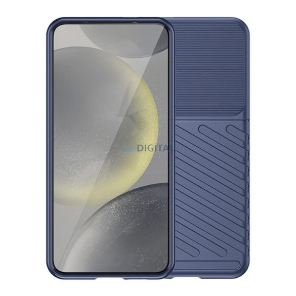 Szilikon telefonvédő (ütésállóság, csíkos, dombor minta) SÖTÉTKÉK Samsung Galaxy A56 5G (SM-A566)