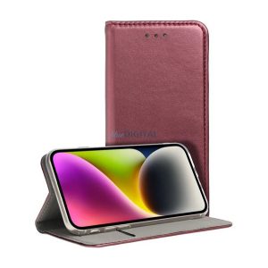 Tok álló, bőr hatású (FLIP, oldalra nyíló, asztali tartó) BURGUNDY Honor Magic7 Pro
