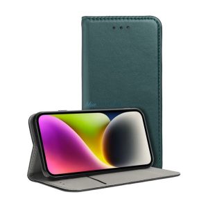 Tok álló, bőr hatású (FLIP, oldalra nyíló, asztali tartó) SÖTÉTZÖLD Xiaomi Redmi Note 14 Pro 4G