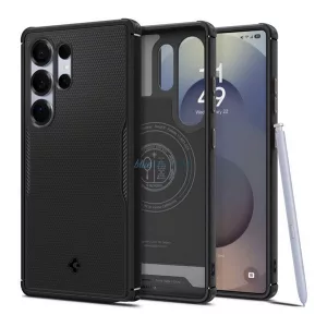 SPIGEN CORE ARMOR MAG szilikon telefonvédő (ütésállóság, kameravédő, érdes felület, MagSafe) FEKETE Samsung Galaxy S25 Ultra (SM-S938)
