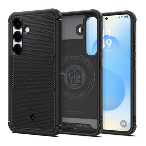 SPIGEN CORE ARMOR MAG szilikon telefonvédő (ütésállóság, kameravédő, érdes felület, MagSafe) FEKETE Samsung Galaxy S25 (SM-S931)