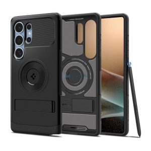 SPIGEN SLIM ARMOR MAG szilikon telefonvédő (műanyag hátlap, ütésállóság, légpárnás sarok, MagSafe) FEKETE Samsung Galaxy S25 Ultra (SM-S938)