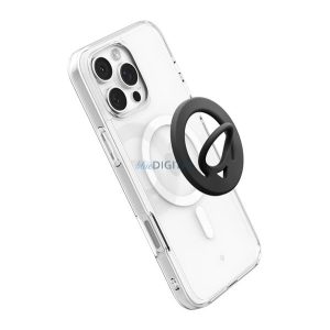 SPIGEN DUAL POP tartógyűrű (szilikon, mágneses, telefon tartó, kitámasztó, MagSafe) FEKETE