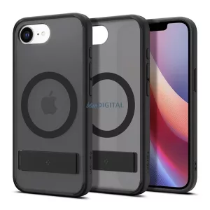 SPIGEN ULTRA HYBRID S műanyag telefonvédő (ütésállóság, légpárnás keret, kitámasztó, MagSafe) FEKETE Apple iPhone 16e