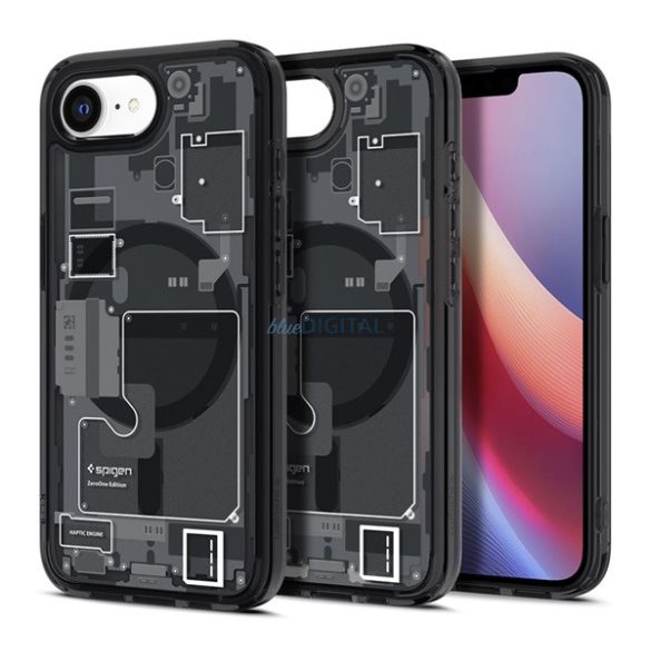 SPIGEN ULTRA HYBRID ZERO ONE műanyag telefonvédő (ütésállóság, légpárnás keret, MagSafe) FEKETE Apple iPhone 16e
