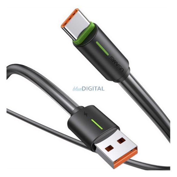 USAMS YU adatkábel (USB - Type-C, 18W, gyorstöltő, 100cm, cipőfűző) FEKETE