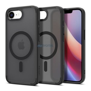 SPIGEN CRYSTAL HYBRID szilikon telefonvédő (ütésállóság, műanyag keret, MagSafe) FEKETE Apple iPhone 16e