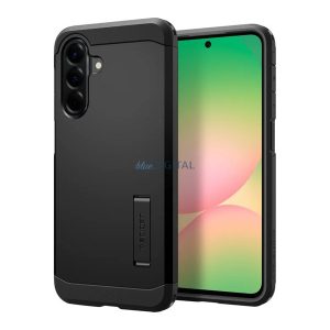 SPIGEN TOUGH ARMOR szilikon telefonvédő (ütésállóság, kitámasztó) FEKETE Samsung Galaxy A56 5G (SM-A566)