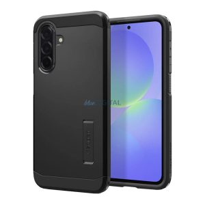 SPIGEN TOUGH ARMOR szilikon telefonvédő (ütésállóság, kitámasztó) FEKETE Samsung Galaxy A36 5G (SM-A366)