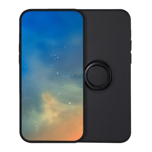 Szilikon telefonvédő (tartógyűrű, mikrofiber plüss belső, mágneses, kameravédő) FEKETE Apple iPhone 16e