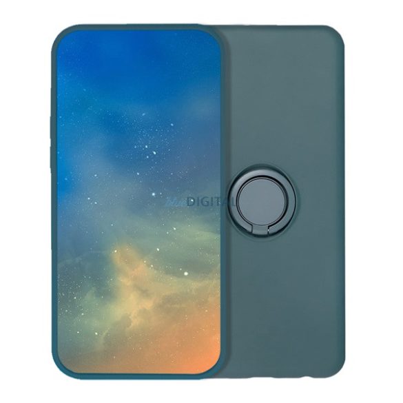 Szilikon telefonvédő (tartógyűrű, mikrofiber plüss belső, mágneses, kameravédő) SÖTÉTZÖLD Xiaomi Redmi Note 14 Pro 4G