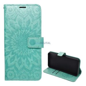 Tok álló, bőr hatású (FLIP, oldalra nyíló, asztali tartó, kézpánt, mandala) CYAN Apple iPhone 16e