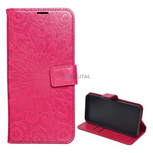 Tok álló, bőr hatású (FLIP, oldalra nyíló, asztali tartó, kézpánt, mandala) RÓZSASZÍN Xiaomi Redmi Note 14 Pro 4G