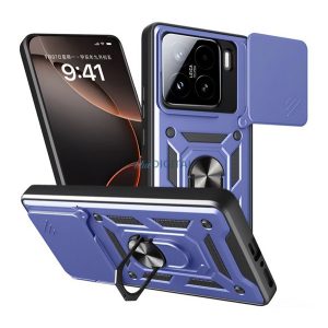 Defender szilikon telefonvédő (ütésállóság, tartógyűrű, kameravédő) SÖTÉTKÉK Xiaomi 15