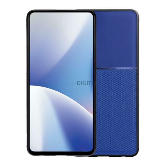Szilikon telefonvédő (ütésállóság, mágneses, bőr hatású hátlap, csíkos) SÖTÉTKÉK Xiaomi 15