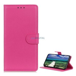 Tok álló, bőr hatású (FLIP, oldalra nyíló, asztali tartó, prémium) MAGENTA Xiaomi 15