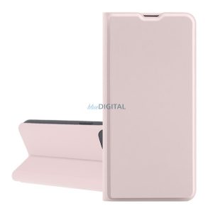 Tok álló, bőr hatású (FLIP, szilikon belső, oldalra nyíló, asztali tartó, kártyazseb) BABARÓZSASZÍN Samsung Galaxy A16 5G (SM-A166), Galaxy A16 4G (SM-A165)