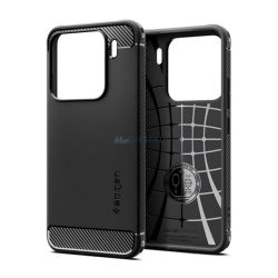   SPIGEN RUGGED ARMOR szilikon telefonvédő (ütésállóság, légpárnás sarok, karbon minta) FEKETE Xiaomi 15