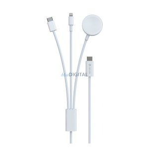DEVIA töltőkábel 3in1 (Type-C - lightning/Type-C, Apple Watch töltő, 7.5W, wireless, 120cm) FEHÉR