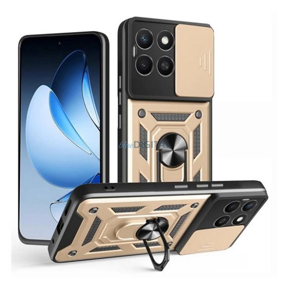 Defender szilikon telefonvédő (ütésállóság, tartógyűrű, kameravédő) ARANY Honor X8c