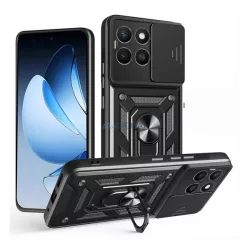   Defender szilikon telefonvédő (ütésállóság, tartógyűrű, kameravédő) FEKETE Honor X8c
