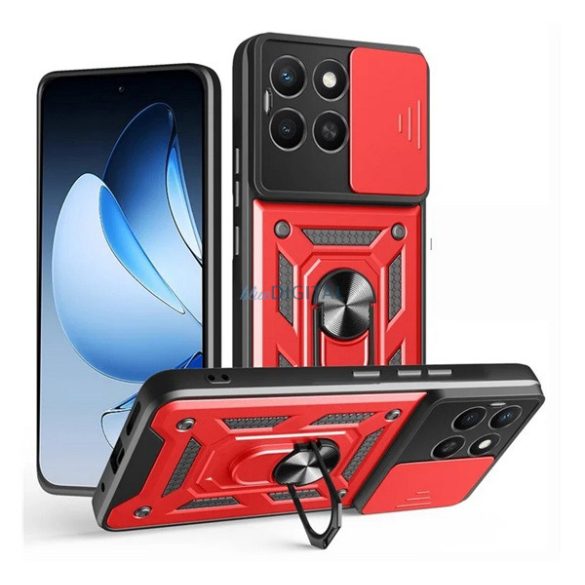 Defender szilikon telefonvédő (ütésállóság, tartógyűrű, kameravédő) PIROS Honor X8c