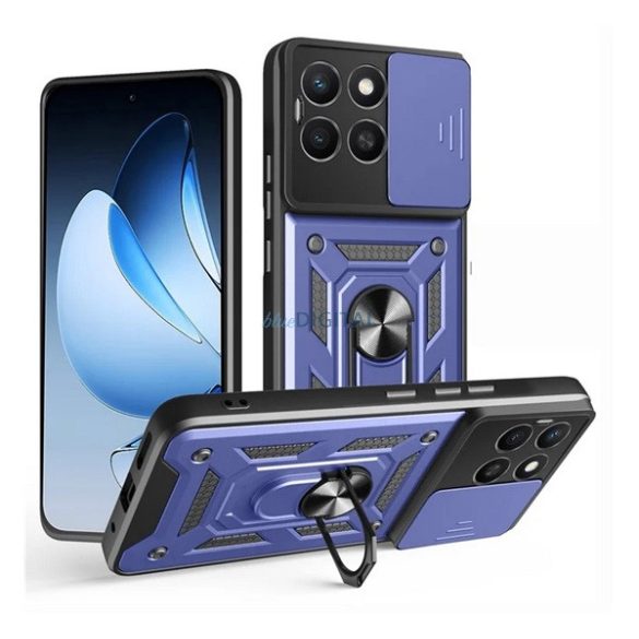 Defender szilikon telefonvédő (ütésállóság, tartógyűrű, kameravédő) SÖTÉTKÉK Honor X8c