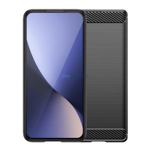 Szilikon telefonvédő (ütésállóság, légpárnás sarok, szálcsiszolt, karbon minta) FEKETE Xiaomi Redmi Note 14 4G