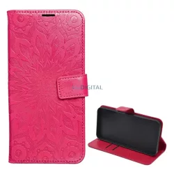   Tok álló, bőr hatású (FLIP, oldalra nyíló, asztali tartó, kézpánt, mandala) RÓZSASZÍN Xiaomi Redmi Note 14 4G