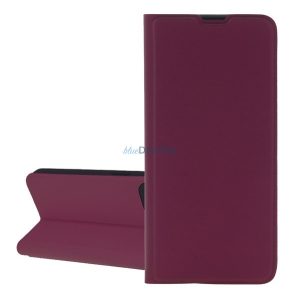 Tok álló, bőr hatású (FLIP, szilikon belső, oldalra nyíló, asztali tartó, kártyazseb) BORDÓ Xiaomi Redmi Note 14 4G