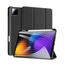   DUX DUCIS DOMO tok álló, bőr hatású (aktív FLIP, oldalra nyíló, TRIFOLD, asztali tartó, ceruza tartó) FEKETE Xiaomi Pad 7 Pro, Pad 7