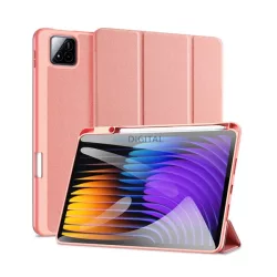   DUX DUCIS DOMO tok álló, bőr hatású (aktív FLIP, oldalra nyíló, TRIFOLD, asztali tartó, ceruza tartó) RÓZSASZÍN Xiaomi Pad 7 Pro, Pad 7