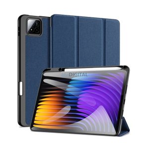 DUX DUCIS DOMO tok álló, bőr hatású (aktív FLIP, oldalra nyíló, TRIFOLD, asztali tartó, ceruza tartó) SÖTÉTKÉK Xiaomi Pad 7 Pro, Pad 7