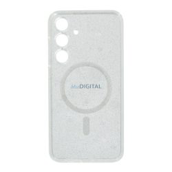   Szilikon telefonvédő (ütésállóság, légpárnás sarok, MagSafe, csillámporos) ÁTLÁTSZÓ Samsung Galaxy S25 (SM-S931)