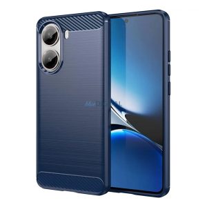 Szilikon telefonvédő (ütésállóság, légpárnás sarok, szálcsiszolt, karbon minta) SÖTÉTKÉK Xiaomi Poco X7 Pro