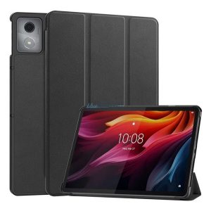 Tok álló, bőr hatású (aktív FLIP, oldalra nyíló, TRIFOLD, asztali tartó) FEKETE Lenovo Tab K11 Plus (TB352)